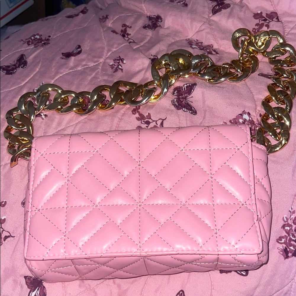 Pink Quilted Chain Shoulder Bag